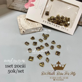 Phụ kiện nail - set charm sắt n192 - vàng trang trí móng