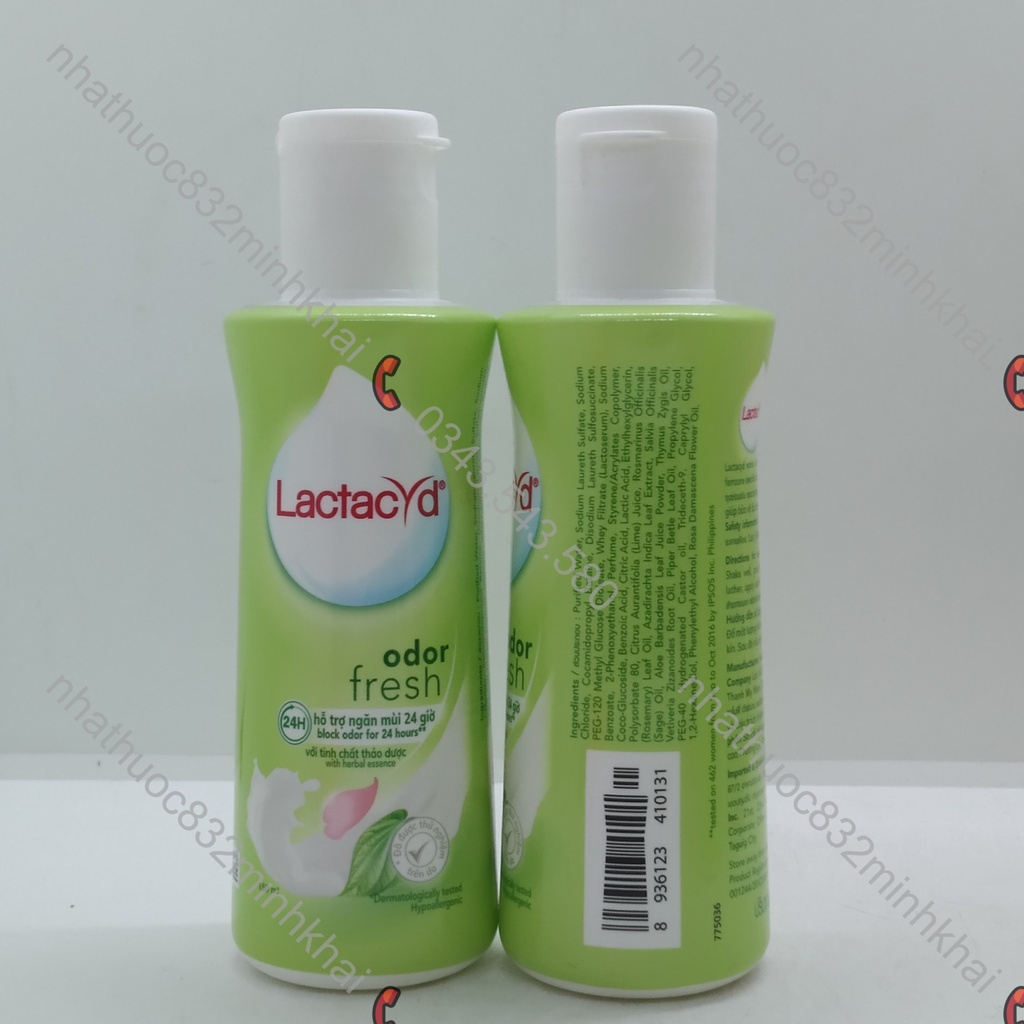 Dung dịch vệ sinh phụ nữ Lactacyd Odor Fresh ngăn mùi 24H chai 150ml