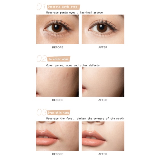 Bảng phấn che khuyết điểm UNNY CLUB 3 màu sắc phủ quầng thâm lỗ chân lông cấp ẩm chống thấm nước lâu trôi 3.3g