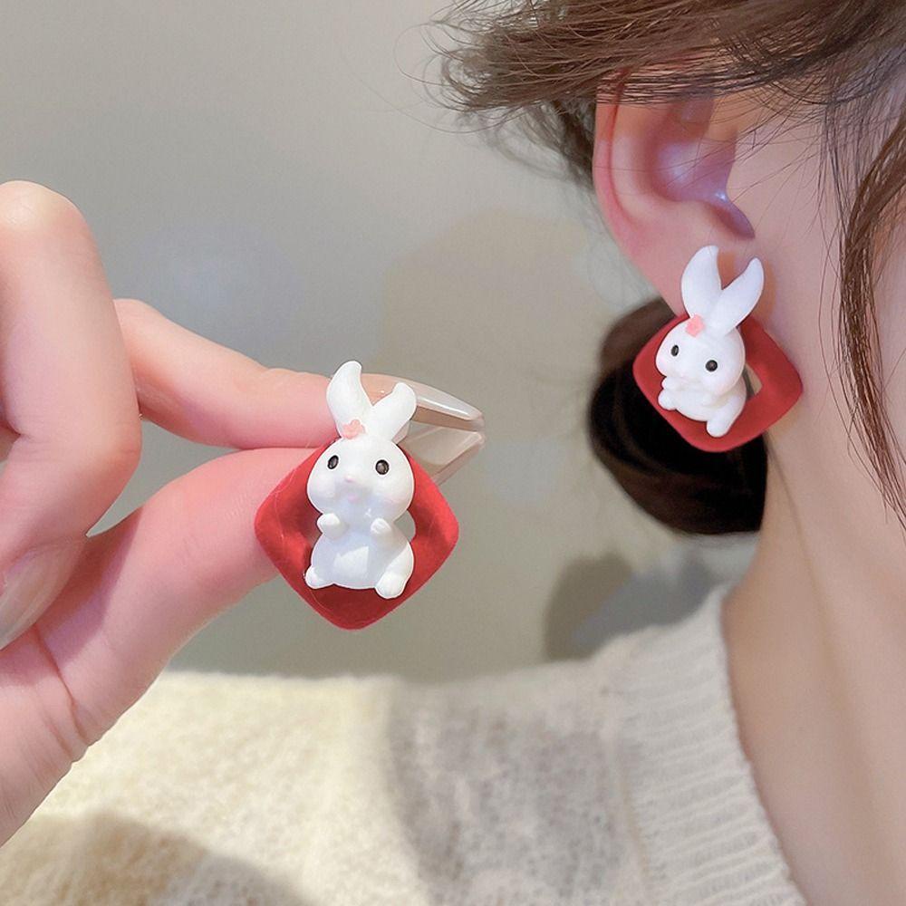 Khuyên Tai Tua Rua Hình Thỏ Cà Rốt / Mèo Dễ Thương Phong Cách Hàn Quốc Cho Nữ