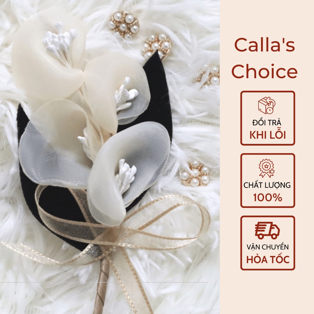 Hoa Calla Cài Áo Handmade Chất Voan Nhung Cài Áo, Cài Mũ Làm Điểm Nhấn Giúp Trang Phục Nổi Bật Hơn