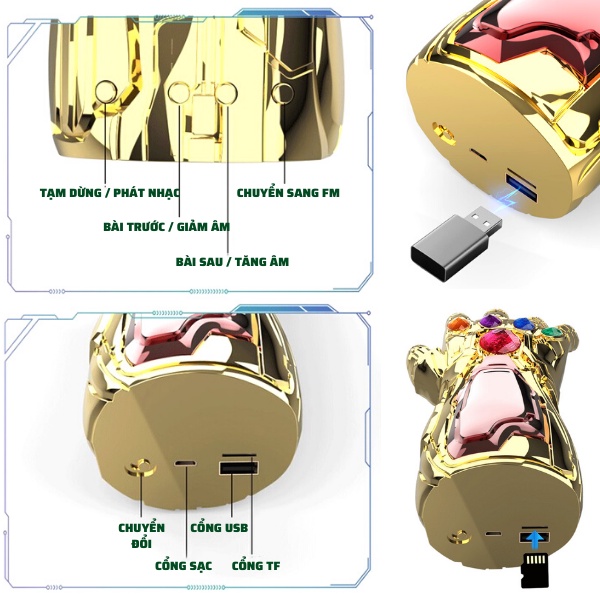 Loa Bluetooth Hình Găng Tay Vô Cực Thanos - Loa Không Dây Âm Thanh Xuất Sắc - Âm Bass Dập Căng