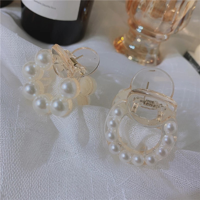 Kẹp Tóc Móng Vuốt Mini Đính Ngọc Trai Nhân Tạo Phong Cách Hàn Quốc Đơn Giản Dành Cho Nữ [Kẹp Tóc Đơn Giản]