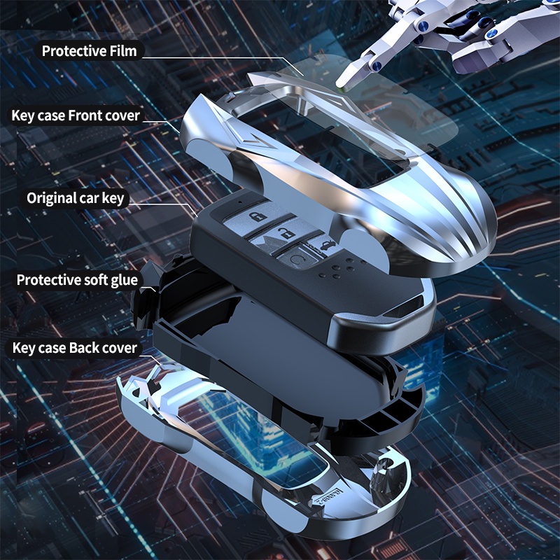 1 Bộ Vỏ Bọc Chìa Khóa Xe Hơi Honda Freed Brio City Civic CRV HRV BRV Accord Jazz Bằng Hợp Kim Kẽm