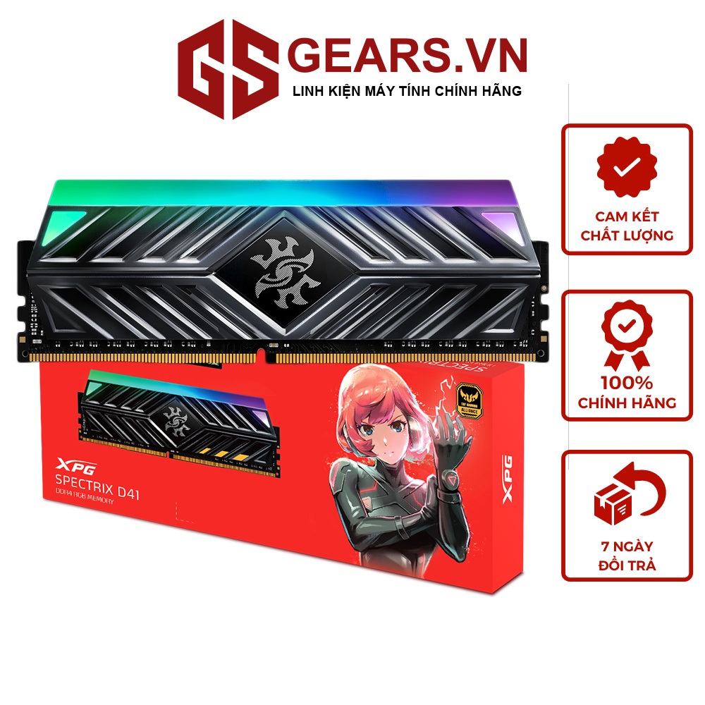 Ram DDR4 8Gb Buss 3200 Adata XPG Spectrix D41 RGB 8G/3200