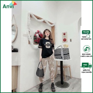 Bộ đồ thể thao thu đông quần dài ANVI,  Set đồ nữ đi chơi thun bigsize áo form rộng cotton 4 size từ 45kg-70kg