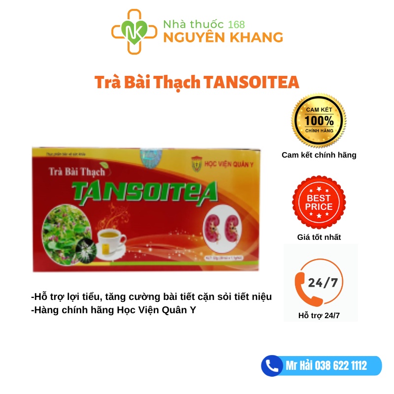 Trà bài thạch Tansoitea chính hãng Học viện quân y, Hỗ trợ lợi tiểu, giảm nguy cơ tạo sỏi