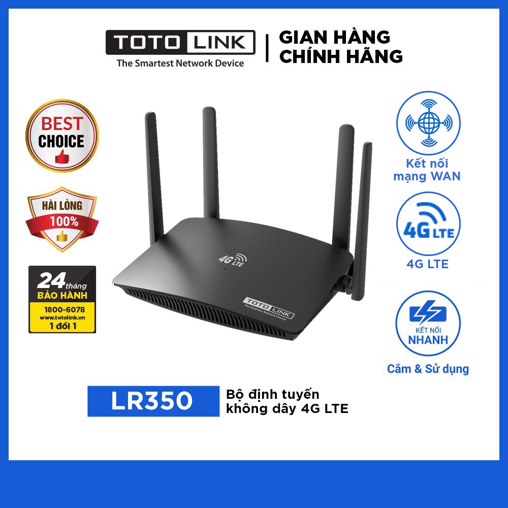 [Mã ELTO12 giảm đến 40K đơn 100K] Bộ Phát Wifi Di Động 4G LTE TOTOLINK LR350 Phát Wifi từ Sim | BigBuy360 - bigbuy360.vn