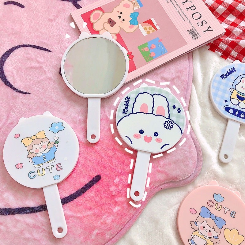 Gương mini cầm tay kèm  lược  họa tiết dễ thương, xinh xắn kèm lược trải đầu siêu xinh cho b a