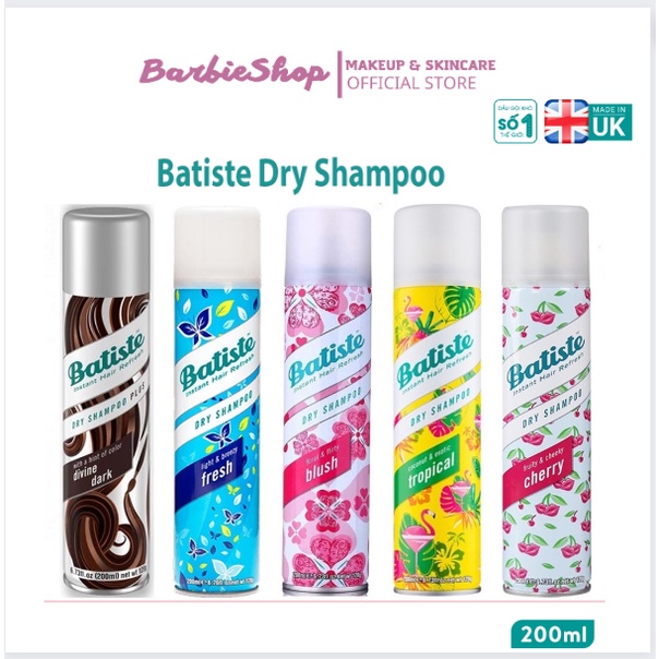 Dầu Gội Khô Batiste Dry Shampoo 200ml Đủ Mùi