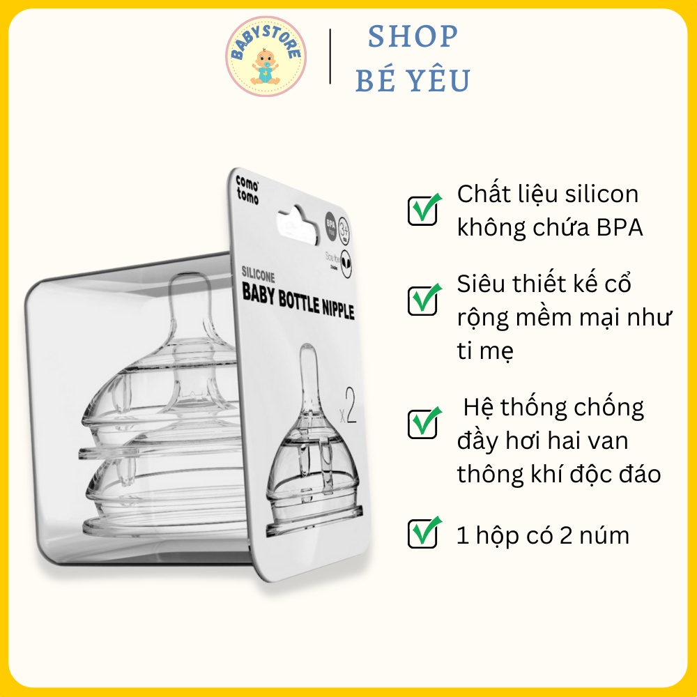 Một Núm ti comotomo, núm ti thay thế Comotomo 1-2-3 tia, Y-cut, chất liệu silicon không chứa BPA