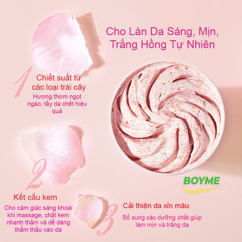 Tẩy Da Chết Body HEYXI 200g, Tẩy Da Chết Toàn Thân Làm Sạch Sâu, Giữ Ẩm, Cho Làn Da Sáng, Mịn, Trắng Hồng Tự Nhiên