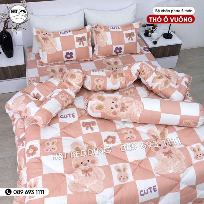 Trọn bộ chăn phao 5 món chăn trần bông dày dặn như hình