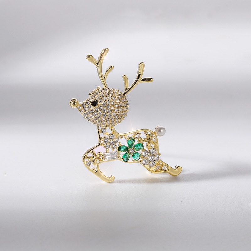 Ghim Cài Áo Hình Con Nai Đính Ngọc Trai Nhân Tạo Thời Trang