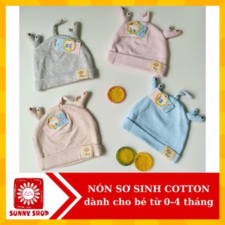 (Cho chọn màu) Nón Sơ Sinh Cotton Mềm Mịn mẫu SỪNG Cho Bé Sơ Sinh 0-4 Tháng/ Mũ em bé