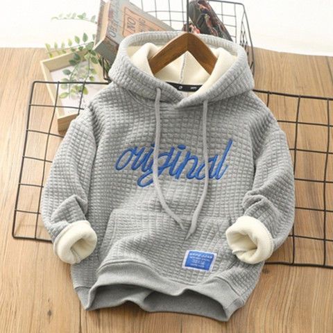 Áo Hoodie Lót Lông Cừu Cỡ Vừa Thêu Họa Tiết Thời Trang Thu Đông Mới Cho Bé Trai