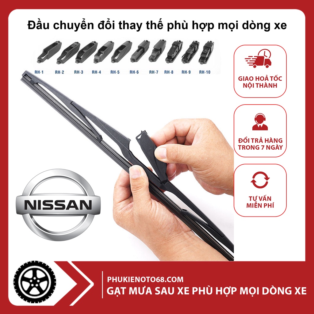 Gạt mưa sau xe oto, gạt mưa sau xe hơi Nissan Grand Livina, Murano, Qashqai, Juke, X-Trail....