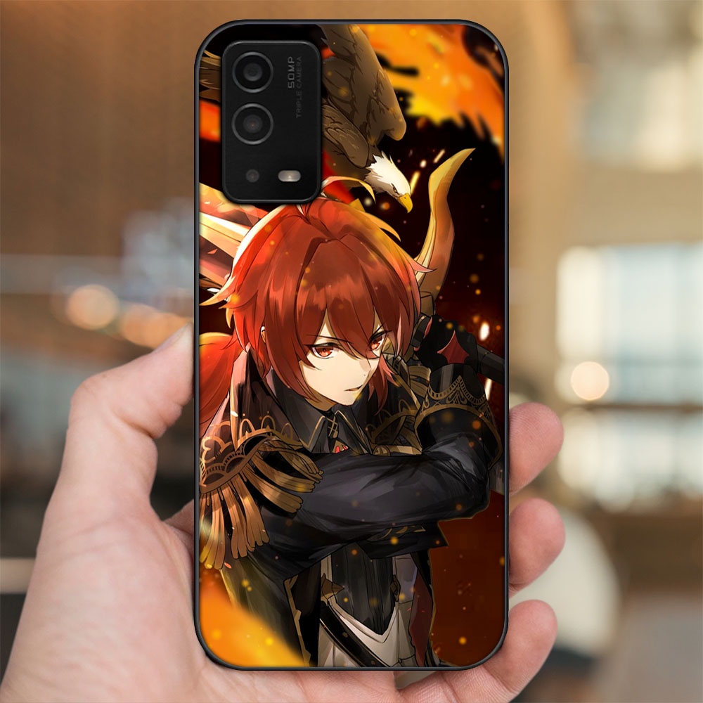 Ốp lưng Oppo A55 4G, A55 5G viền đen in hình Diluc Genshin Impact