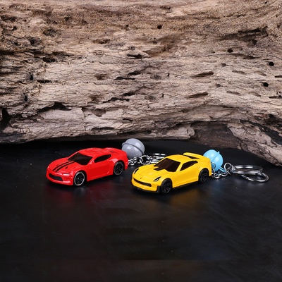 Móc khoá mô hình siêu xe, mô hình khung xe kim loại, mô phỏng chi tiết, bánh xe chạy được