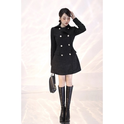 Khoác dạ khuy đồng hàng thiết kế