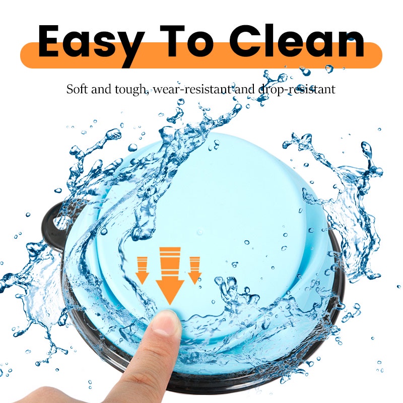 HamshMoc Tô Đựng Thức Ăn / Nước Uống Di Động Bằng Silicone Có Móc Khóa Mở Rộng Cho Thú Cưng