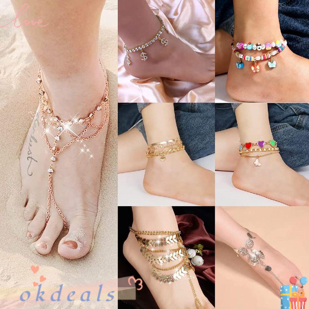 Lắc Chân Nhiều Lớp Đính Hạt Phong Cách Bohemian Thời Trang Mùa Hè