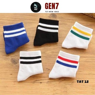 Tất cổ cao ngắn hoạ tiết vòng tròn cotton vớ cổ cao ngắn hoạ tiết cotton gen 7 shop TAT 12