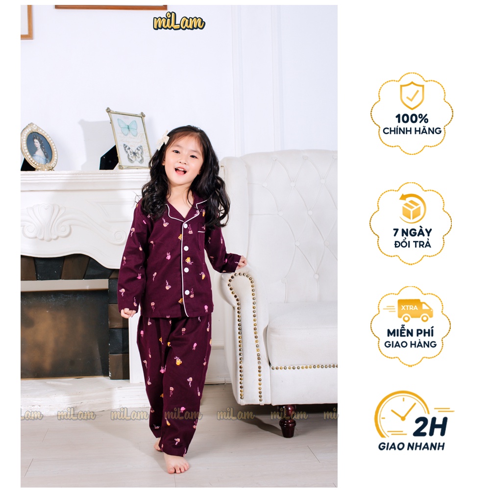 Bộ quần áo Pyjama cổ vuông dài tay MILAM mặc nhà thoải mái dễ chịu cho mẹ và bé