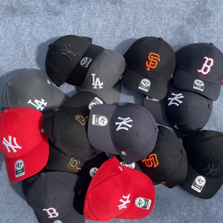 Nón MLB x 47 Brand Mỹ_Logo NY Black White