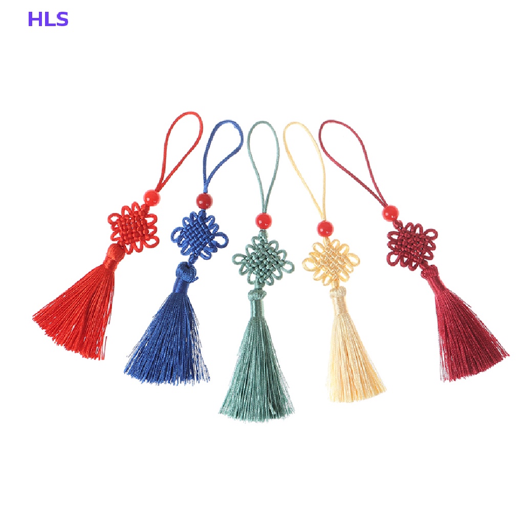 Bộ 5 Mặt Dây Chuyền Hình Núm Tua Mini Màu Đỏ Phong Cách Trung Hoa Độc Đáo DIY