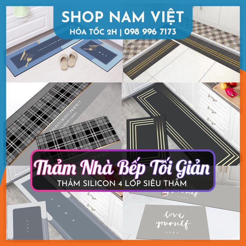 Bộ thảm nhà bếp NAVIVU siêu thấm nước, chống trơn trượt tối giản hiện đại