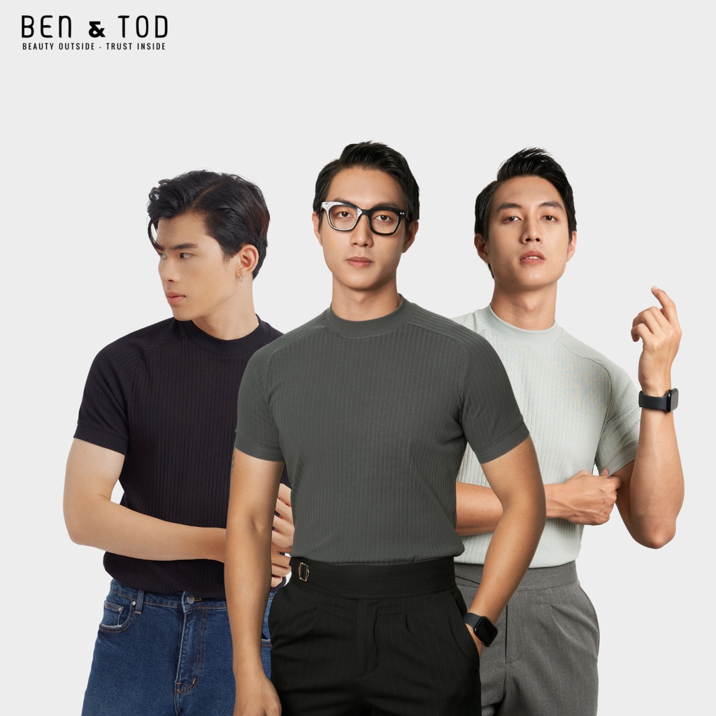 Áo thun nam cổ tròn BEN & TOD vải cotton, form body, trẻ trung, thanh lịch, đơn giản, basic, cao cấp 20219