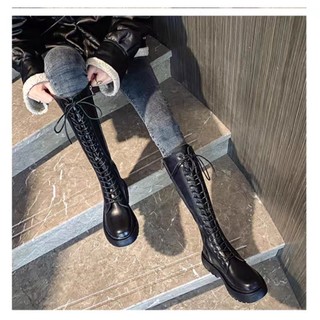 Boot đan dây trắng đen đế 4 phân