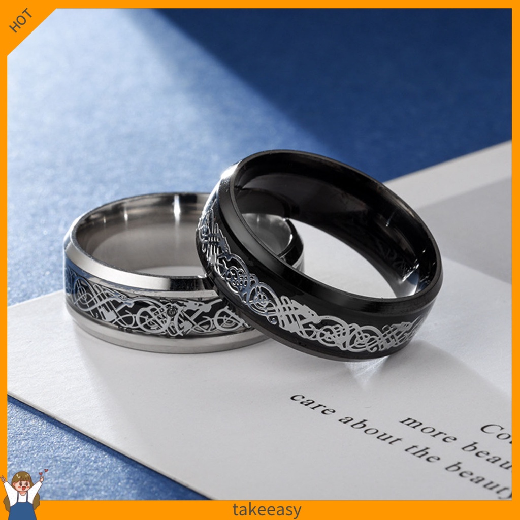 Nhẫn in hình rồng phản quang thời trang cá tính cho nam