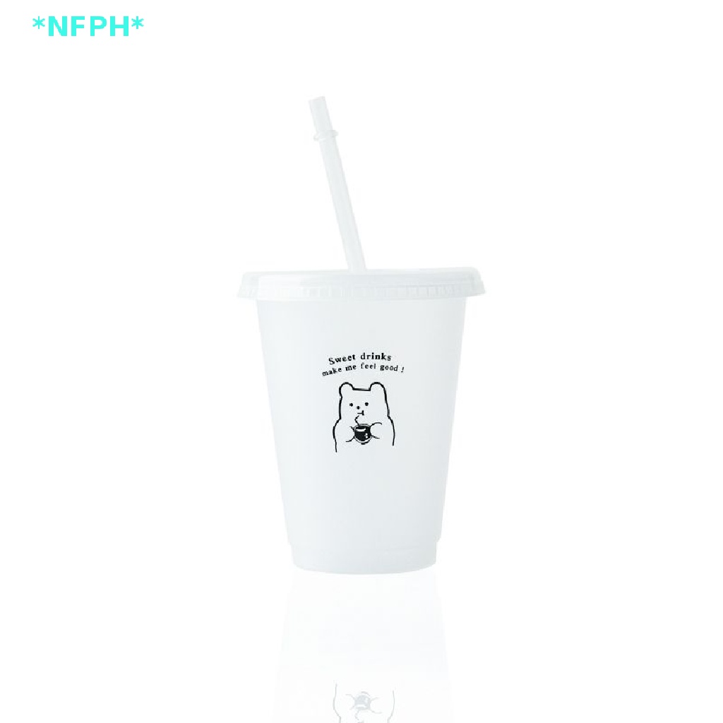 Bình Đựng Nước Lạnh Cà Phê Trà Sữa Bằng Nhựa Có Nắp Đậy Và Ống Hút Tái Sử Dụng Được Nhỏ Gọn Không BPA Mới