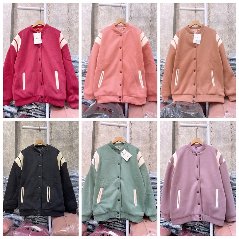 Áo Khoác Bomber Nỉ Viền Tay 2 Lớp B170