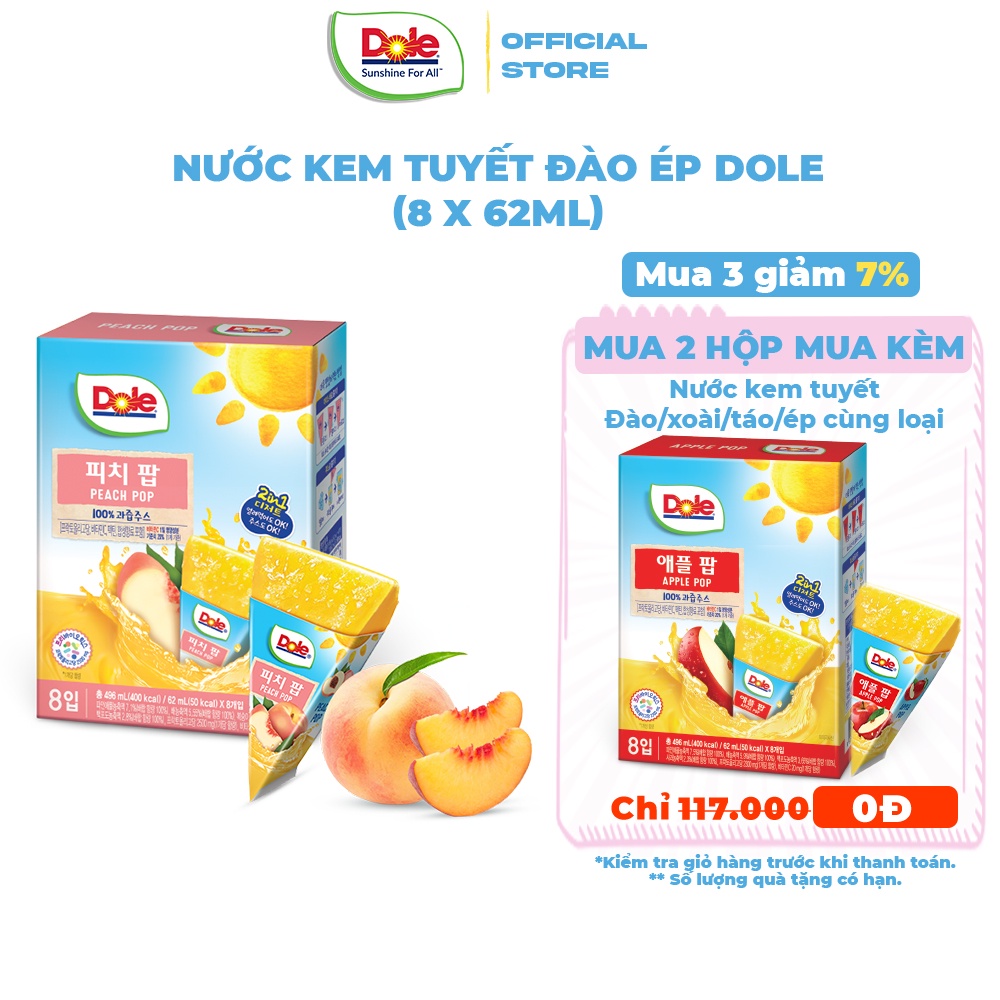 Nước Kem Tuyết Đào Ép Dole (8 x 62ml)