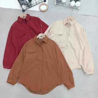 Áo sơmi chất liệu Nhung Kaki dày dáng thụng CICI STUDIO