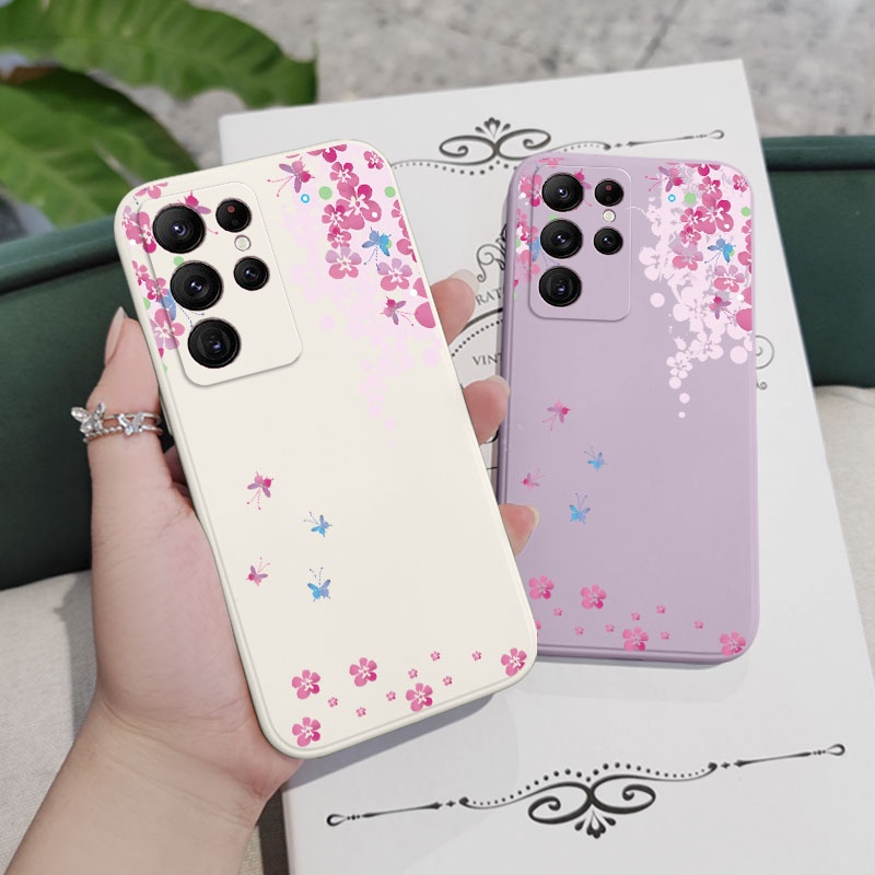 Bao Da Điện Thoại Họa Tiết Hoa Sáng Tạo Cho samsung galaxy s23 s22 fe ultra plus Ốp
