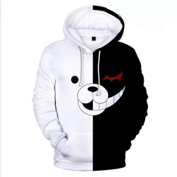 Áo Hoodie In Hình Gấu 3D Màu Trắng Đen Dangan Ronpa Danganronpa Mono Kuma Monokuma