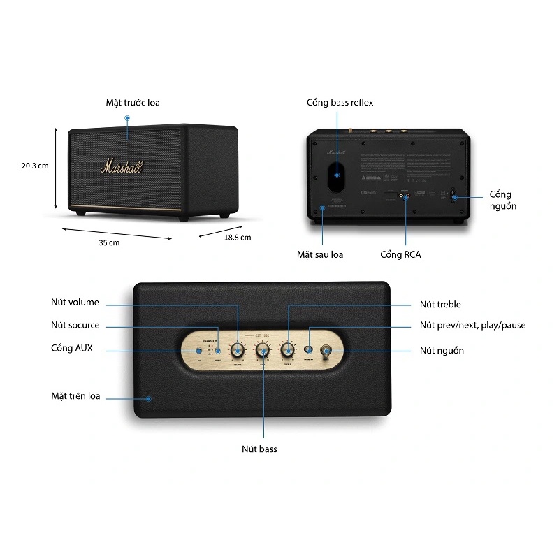 Loa MARSHALL STANMORE III Chính Hãng - Bảo hành 1 năm 1 đổi 1