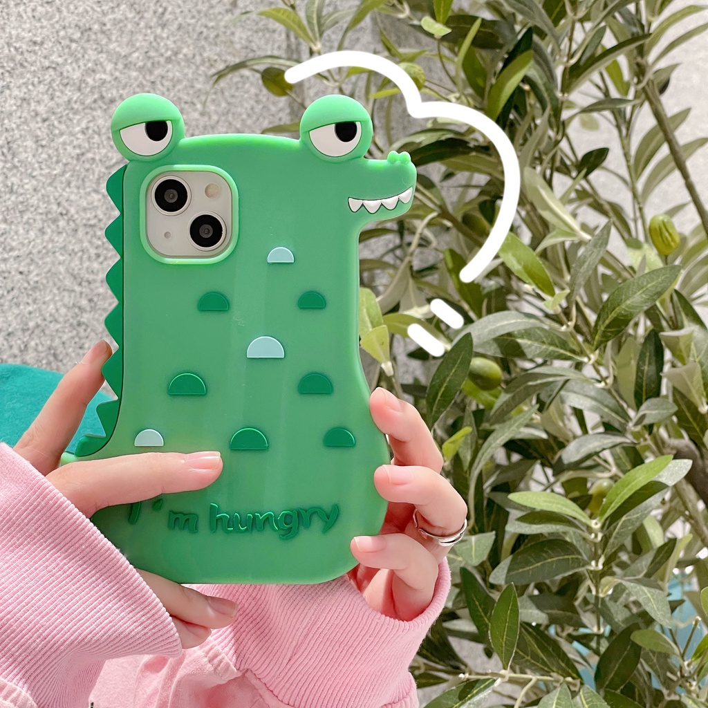 Ốp Điện Thoại Dẻo Họa Tiết Hoạt Hình Đôi Mắt &amp; Cá Sấu Kèm Vòng Đeo Tay Chống Rơi Cho iPhone 14 13 12PRO MAX 11pro