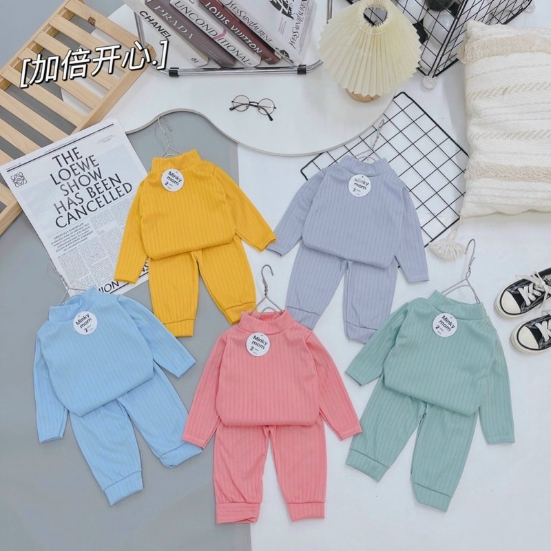 !!SALE!! Bộ gân đũa to cổ 3 phân Minky Mom cho bé 5-15kg