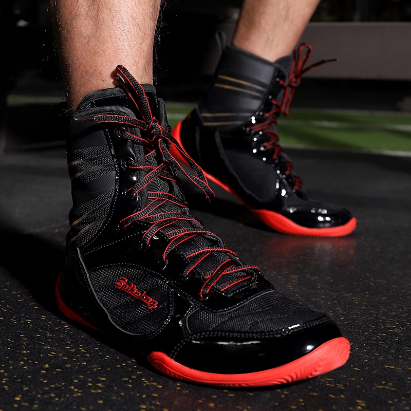Giày Bốt Cao Su Thoáng Khí Đế Có Dây Cột Size 31-46 Tập Boxing Chuyên Nghiệp Cho Nam Và Nữ