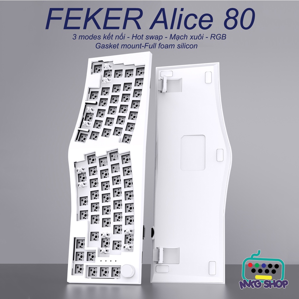 Custom Kit Feker Alice 80, bàn phím cơ hot swap, Bluetooth | Wireless 2.4g | Type C, mạch xuôi, RGB, bàn phím custom