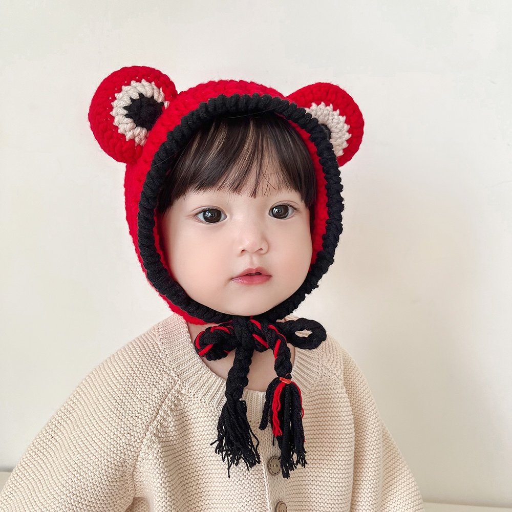 Mũ Len Dệt Kim Siêu Dễ Thương Giữ Ấm Tai Thời Trang Thu Đông Cho Bé Trai Và Gái