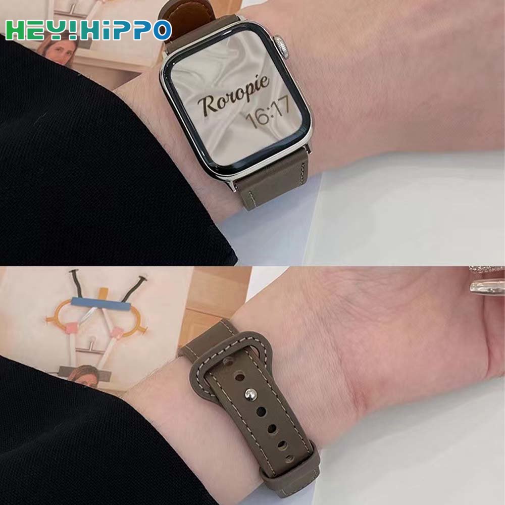 Dây Đeo Bằng Da Kiểu Núm Vú Giả Cho Đồng Hồ Thông Minh Series 8 / 7 / 6 / 5 / SE / 4 iwatch 45 / 44 / 42 / 41 / 40 / 38mm