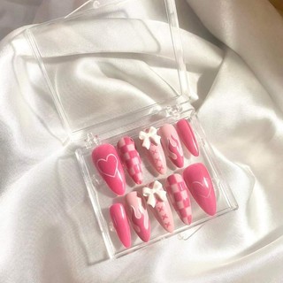 Nail box thiết kế mẫu caro hồng