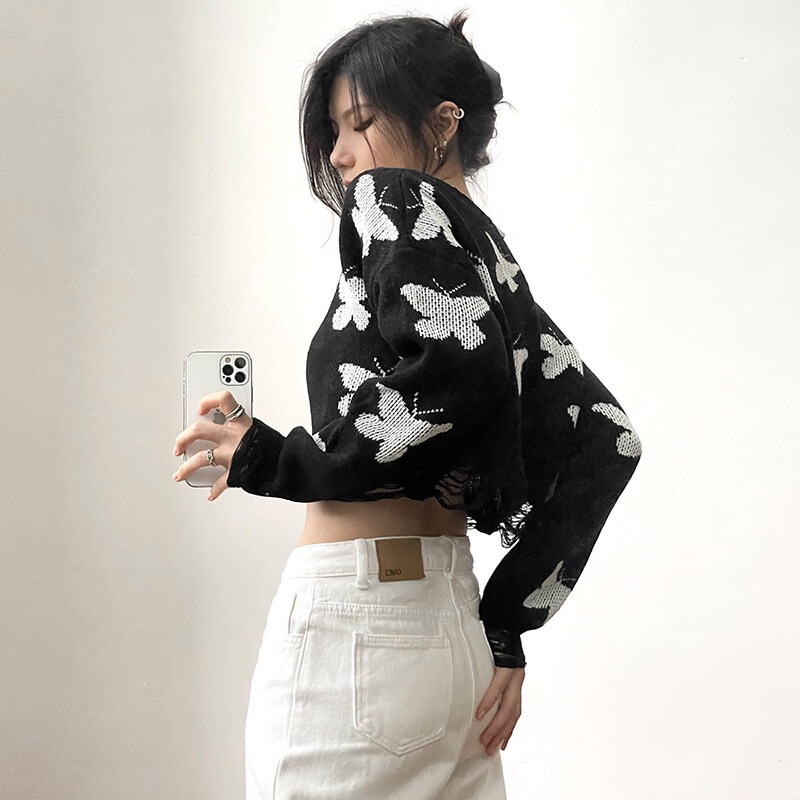 Áo sweater Weird Puss dài tay kiểu bướm thời trang dành cho nữ