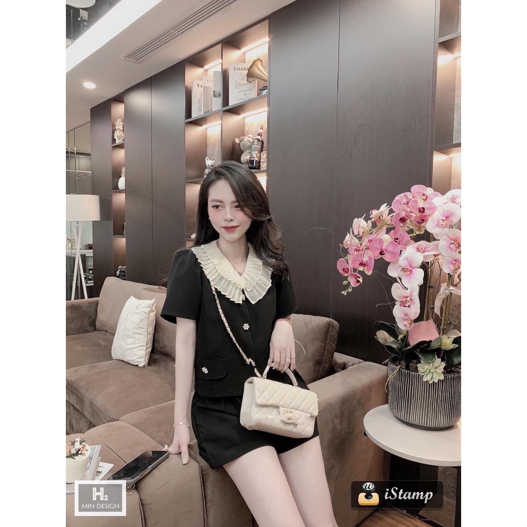 Set Bộ Áo Cổ Bèo Quần Ngắn Mã T23